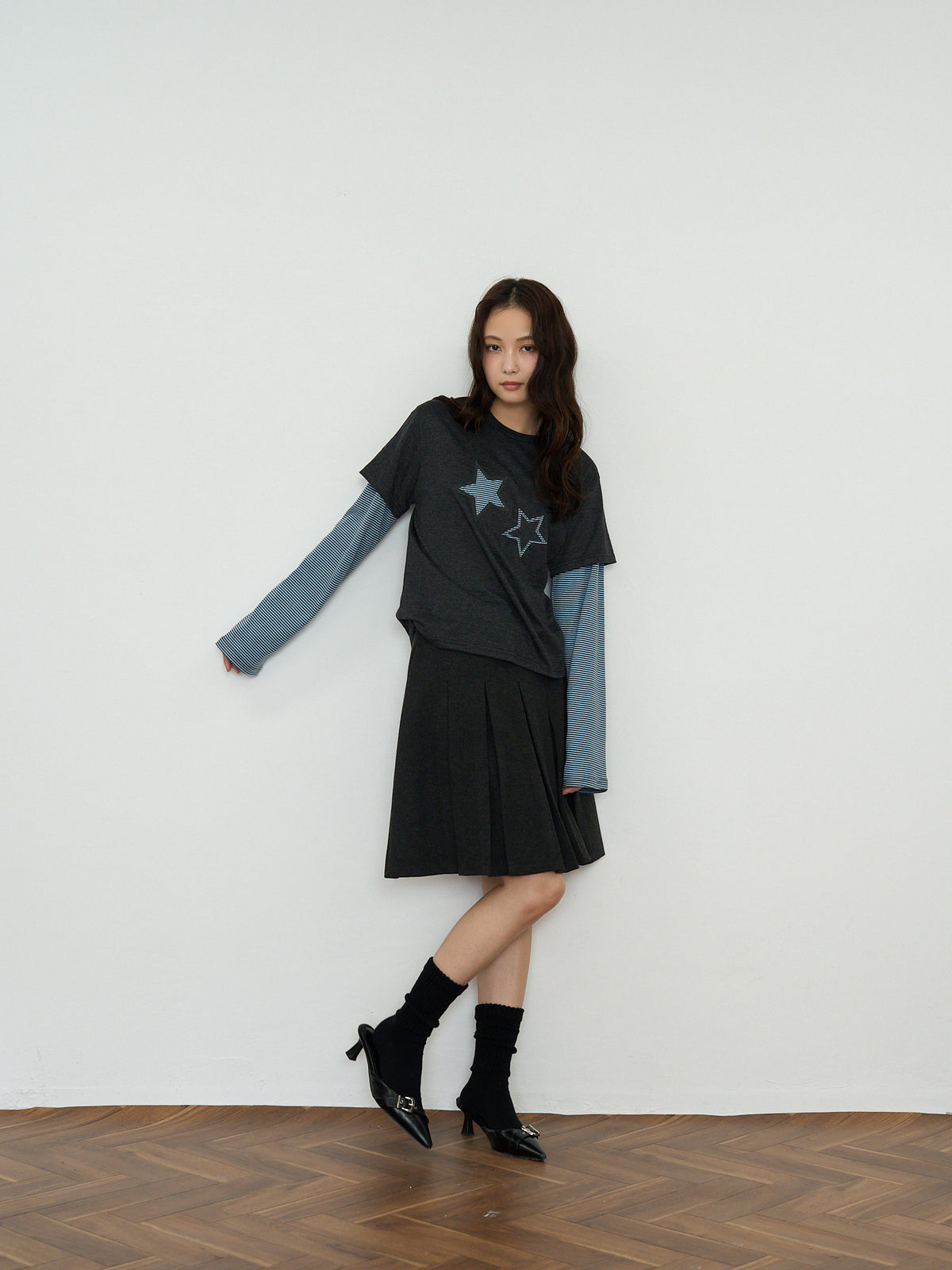 star border layered long sleeve tee