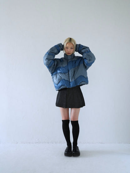 wave bicolor down jacket