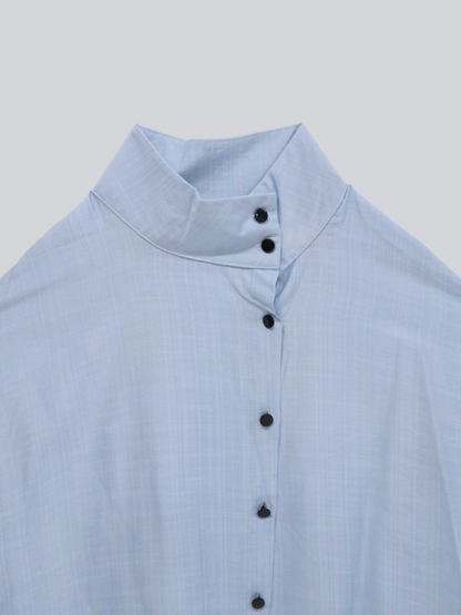 cotton linen stand collar shirt