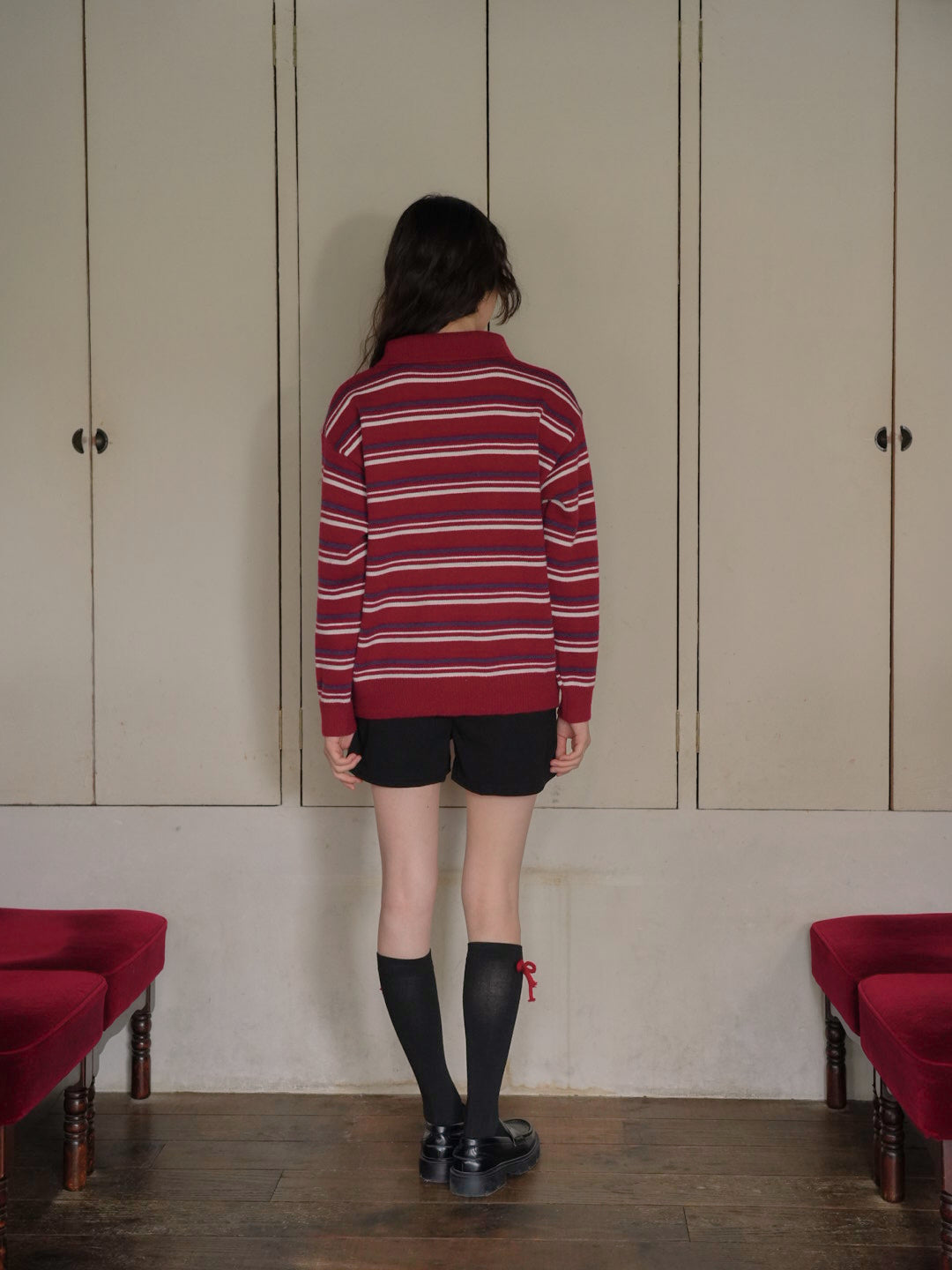 retro stripe collar knit