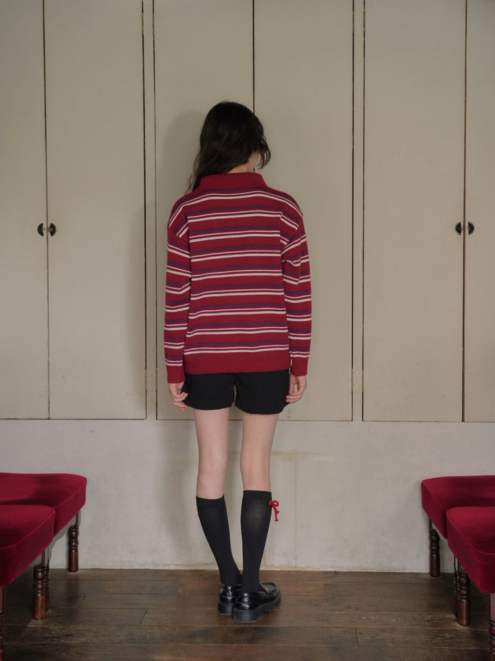 retro stripe collar knit