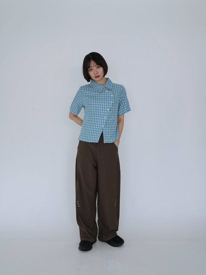 retro check button shirt