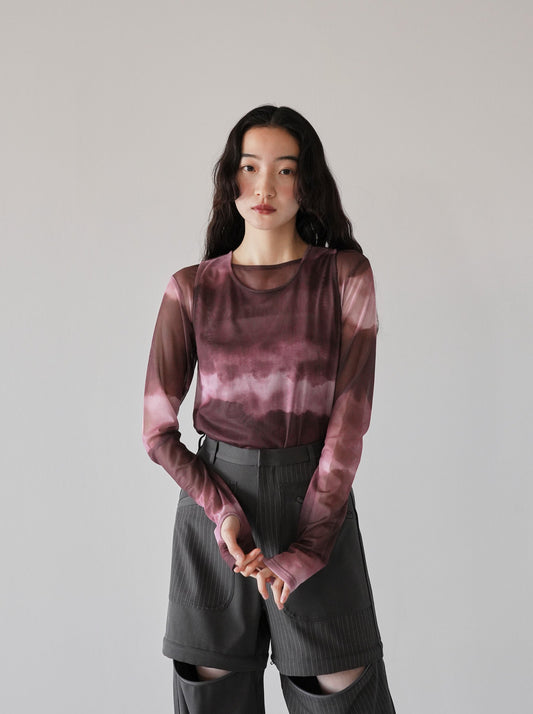 sheer marble layered tops