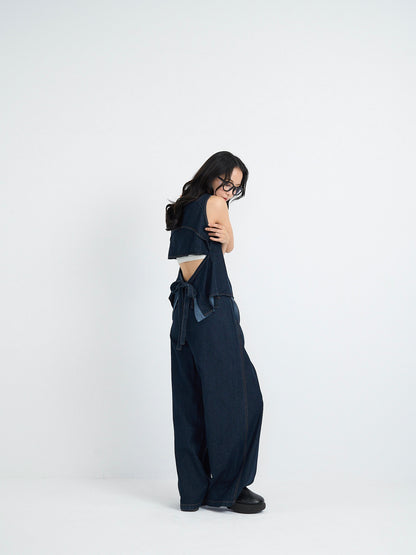 square neck denim top