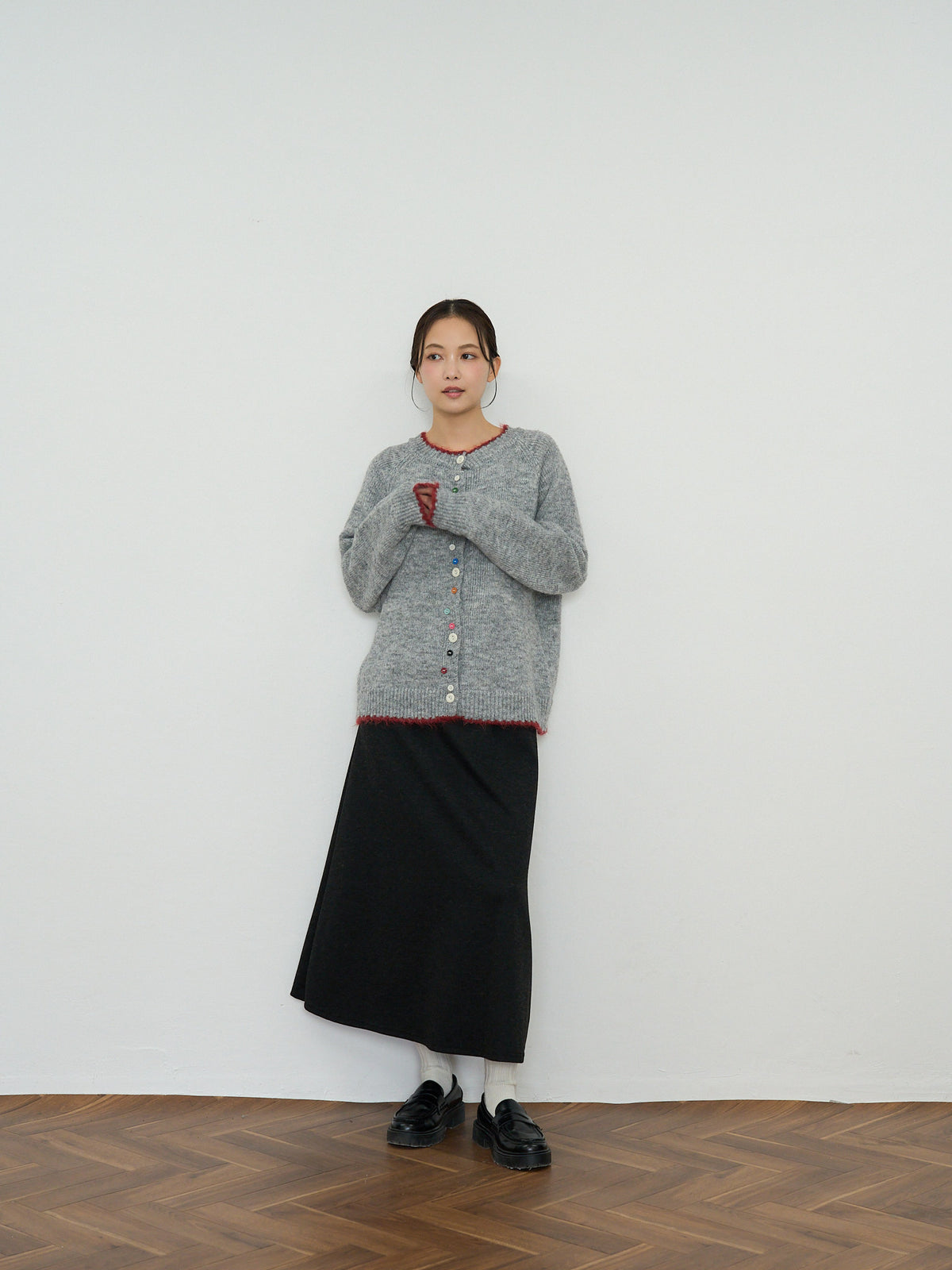 color button knit cardigan