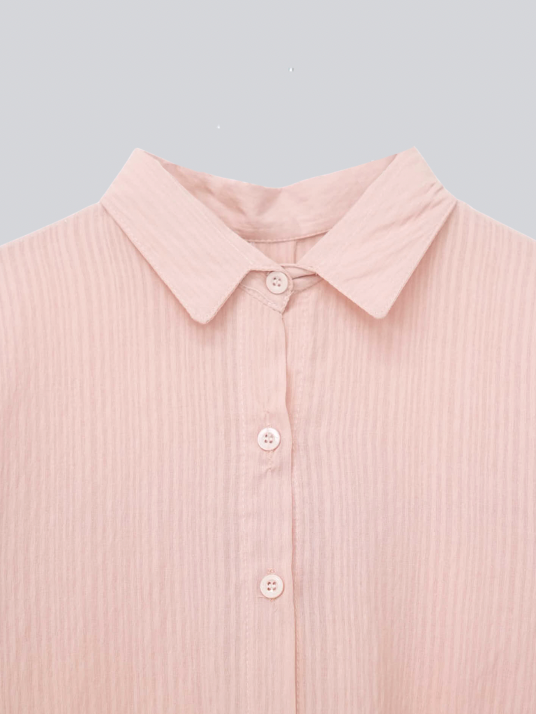 crinkle ribbon long sleeve shirt