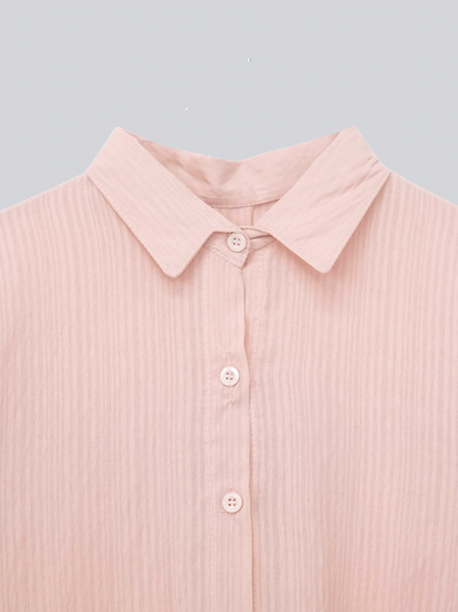 crinkle ribbon long sleeve shirt