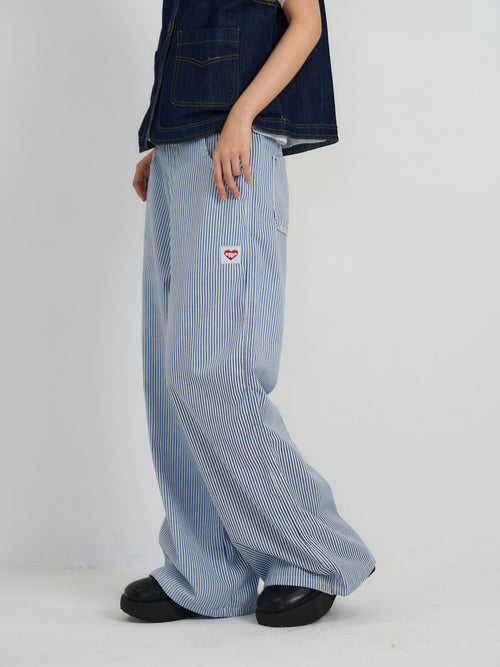 stripe wide loose pants