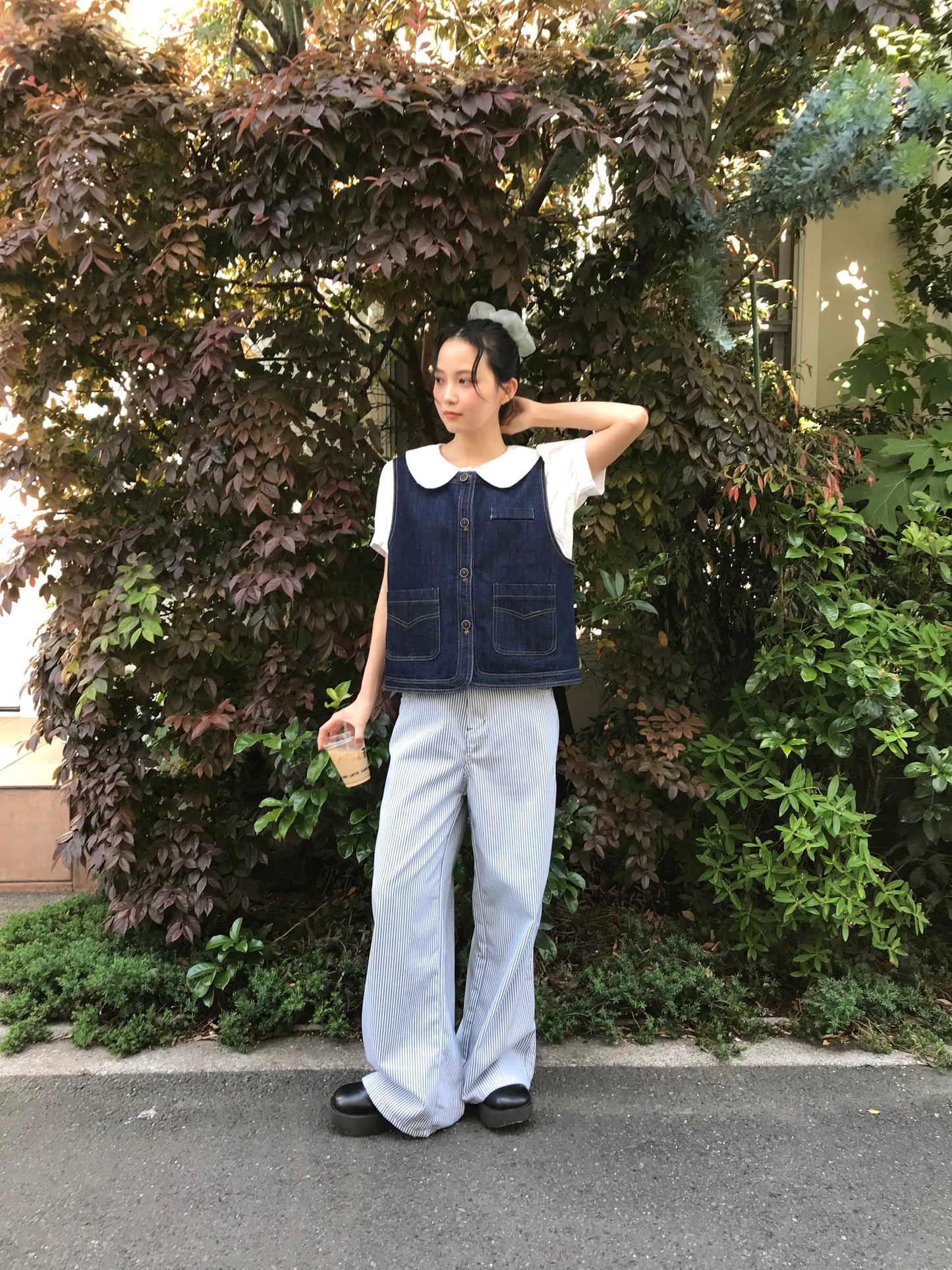 ストライプ ワイドパンツ 大人カジュアル レディース Uenui