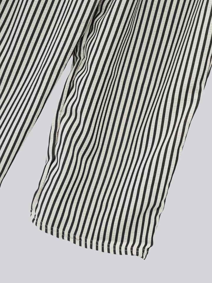 striped drawstring wide pants