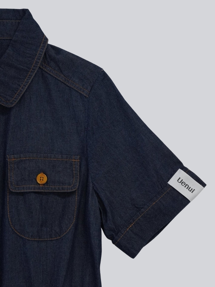 belted denim shirt dress