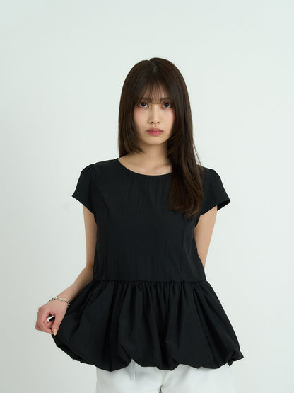 peplum puff sleeve blouse