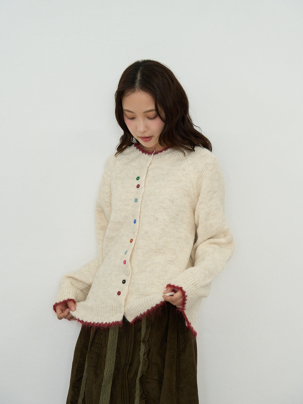 color button knit cardigan