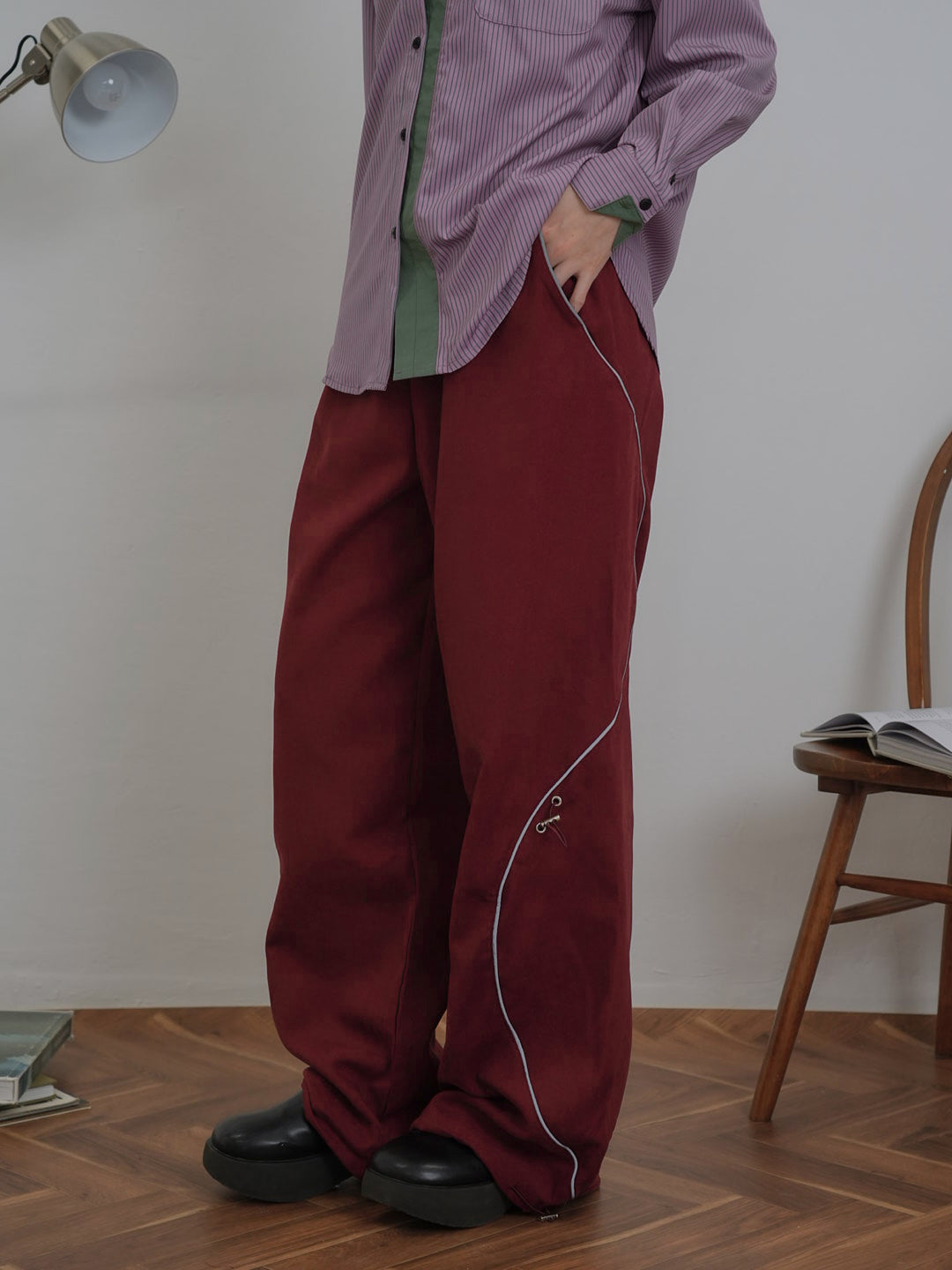 stitch line wide pants