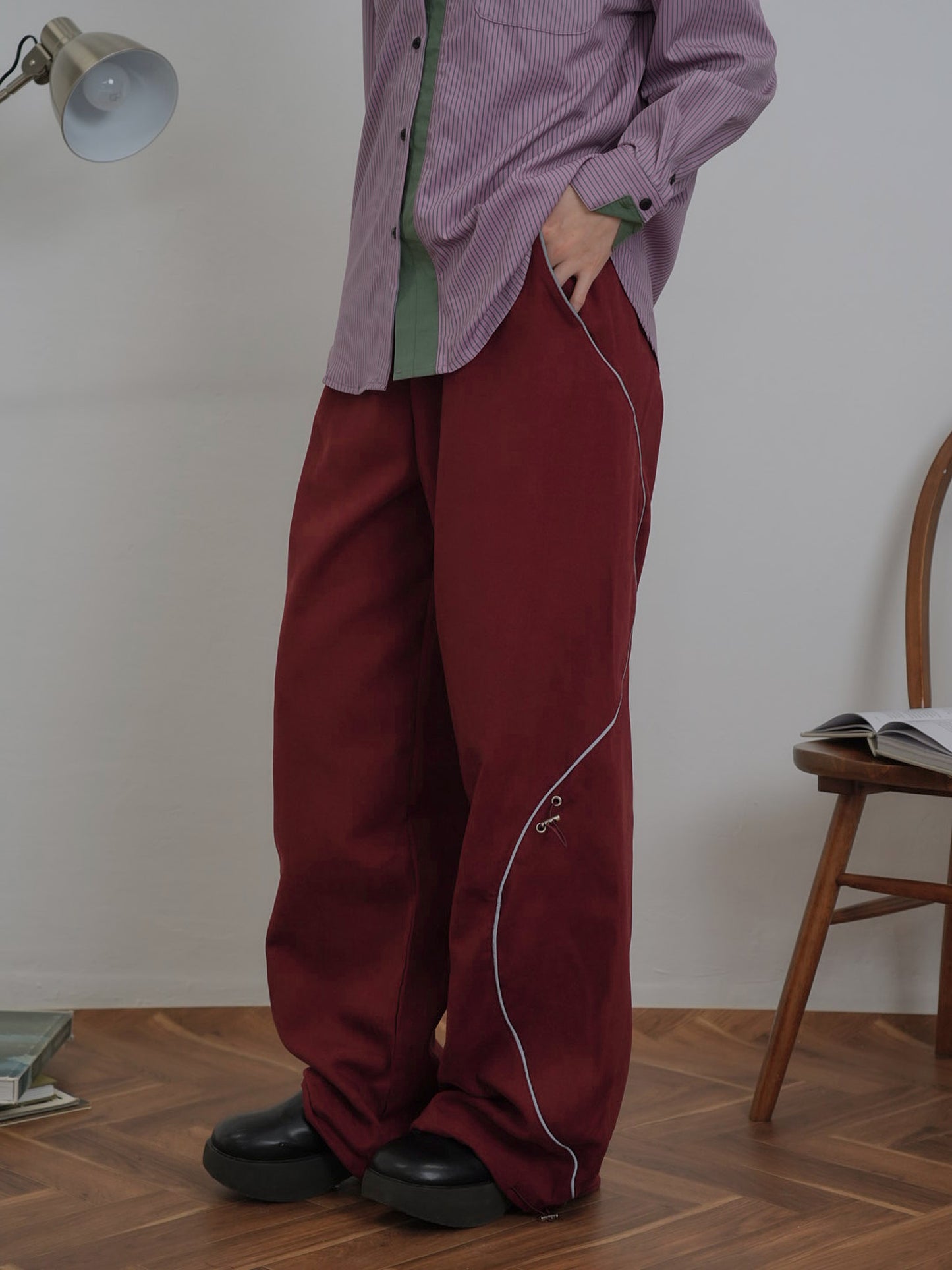 stitch line wide pants