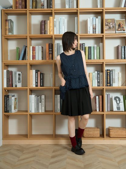 dot sleeveless blouse set