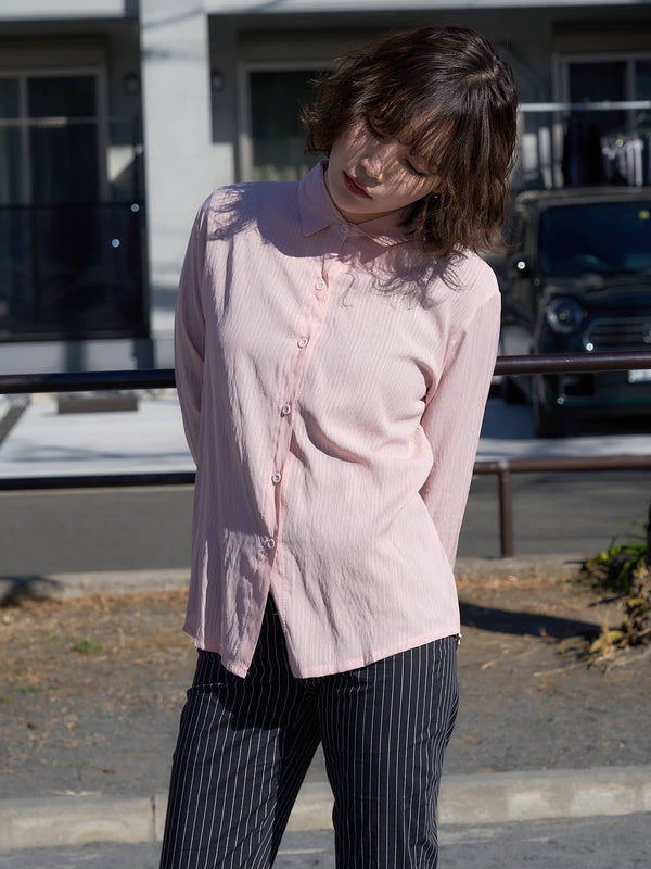 リボン シワ感シャツ カジュアルガーリー レディース Uenui