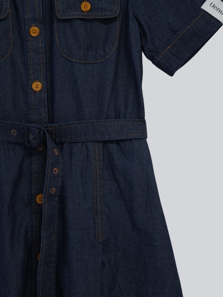 belted denim shirt dress