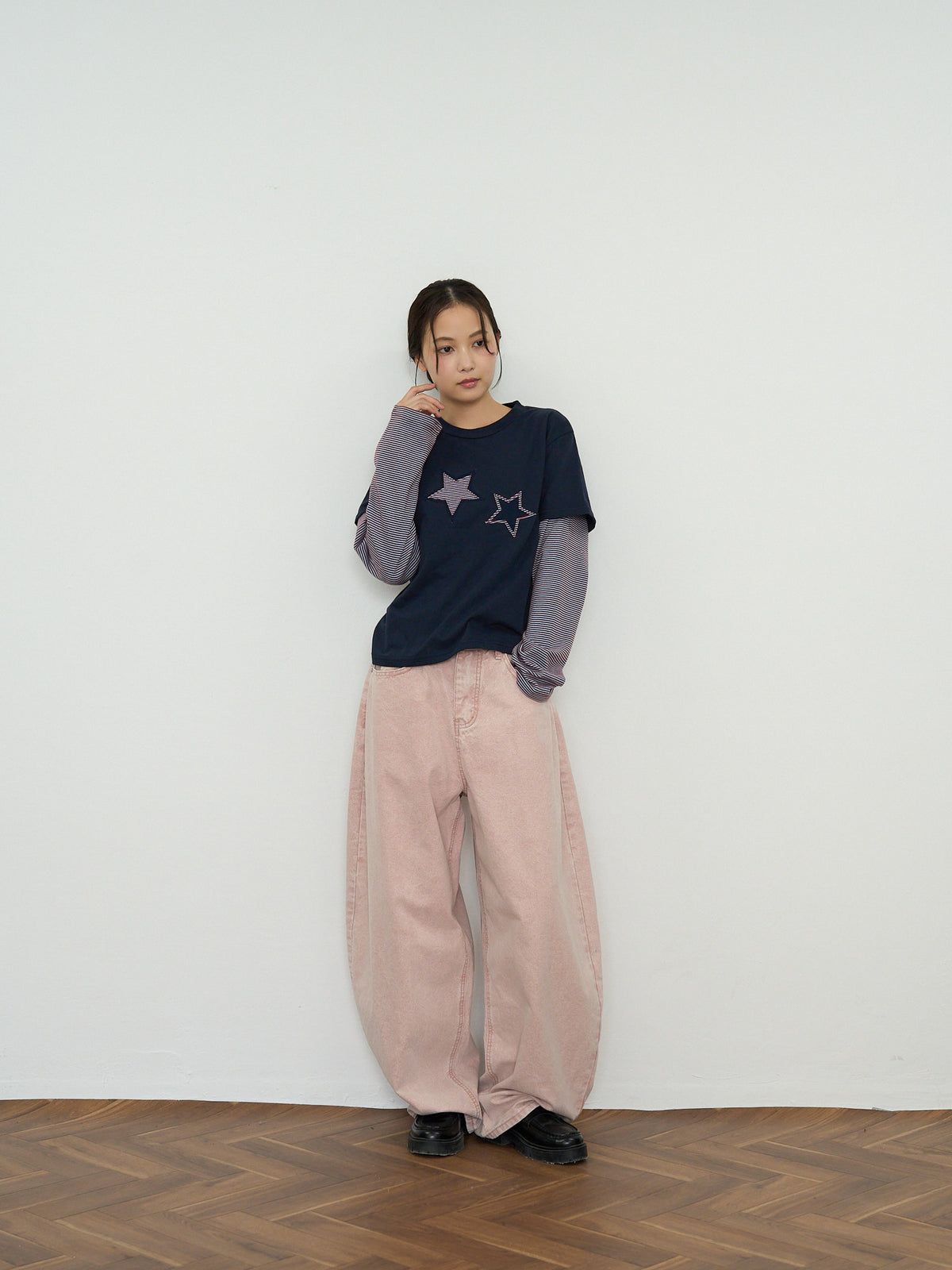 star border layered long sleeve tee