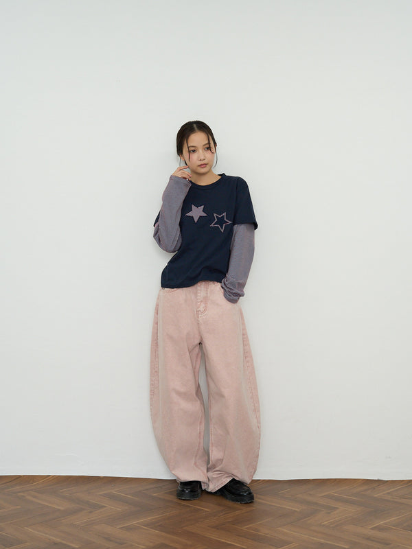 star border layered long sleeve tee