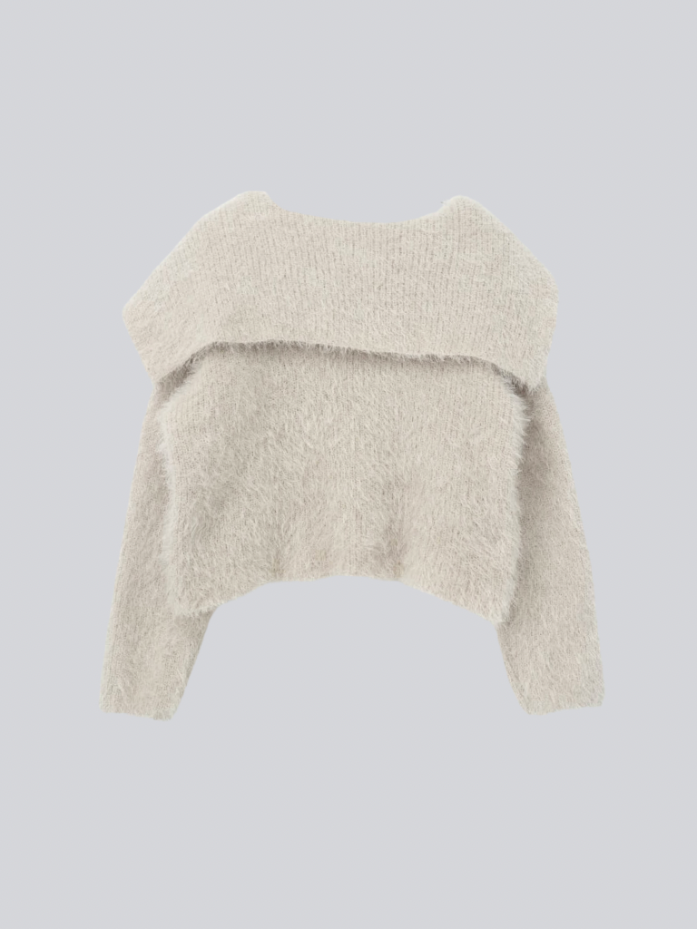 shaggy knit sailor cardigan