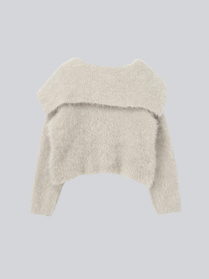 shaggy knit sailor cardigan