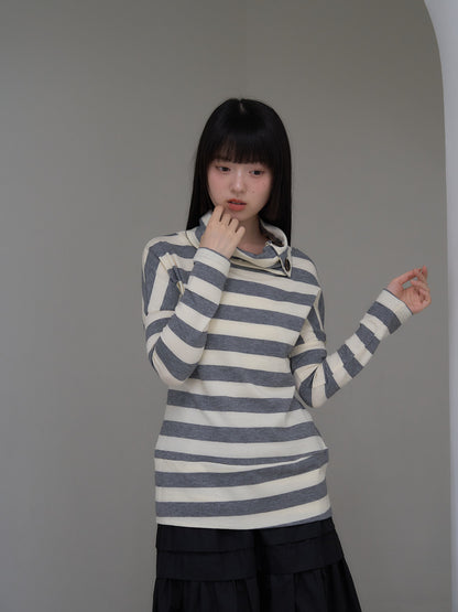 2way neck border knit