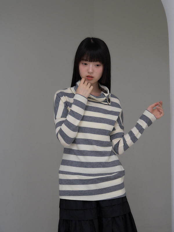 2way neck border knit