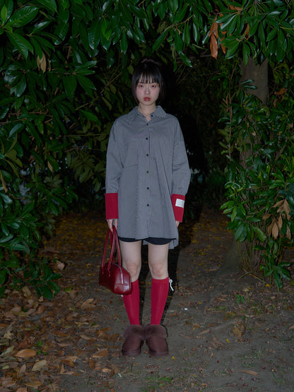 striped big sleeve shirt