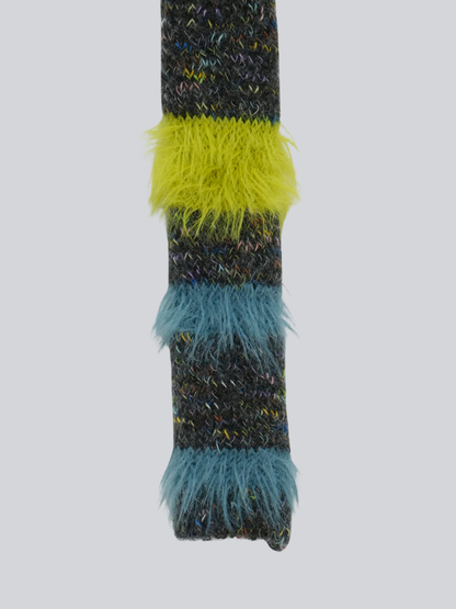 furry stripe knit muffler