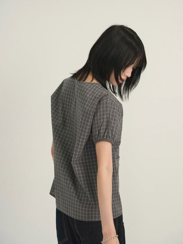 asymmetry check blouse
