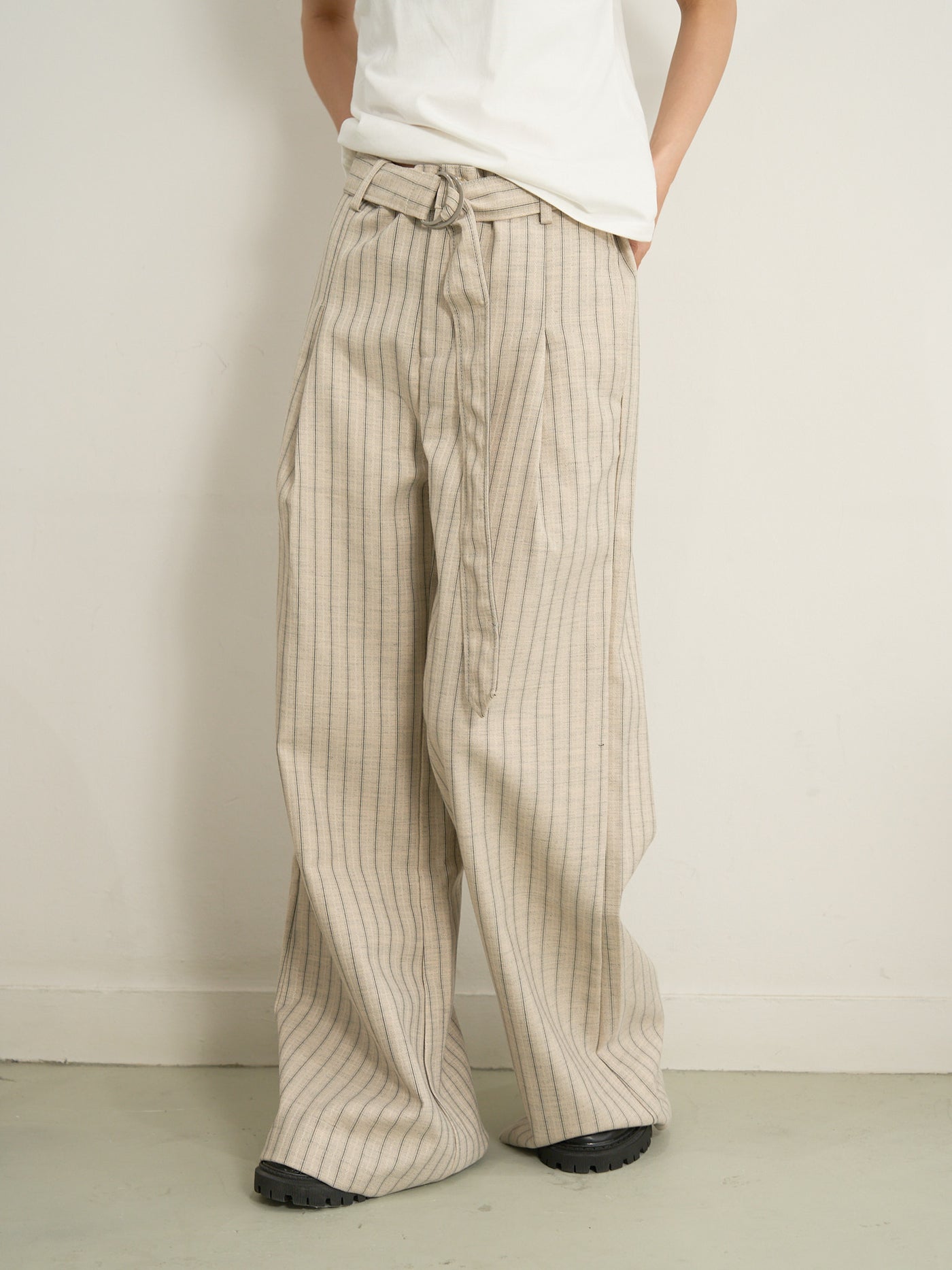 stripe wide pants