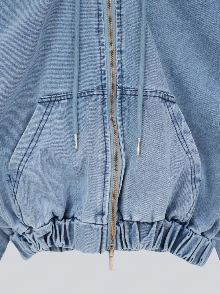 cropped denim hoodie