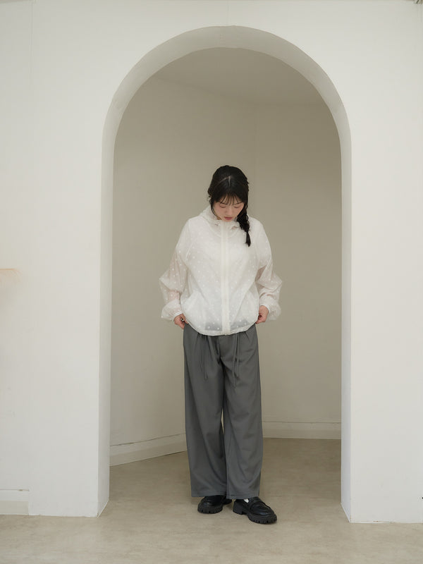 high waist ribbon wide pants