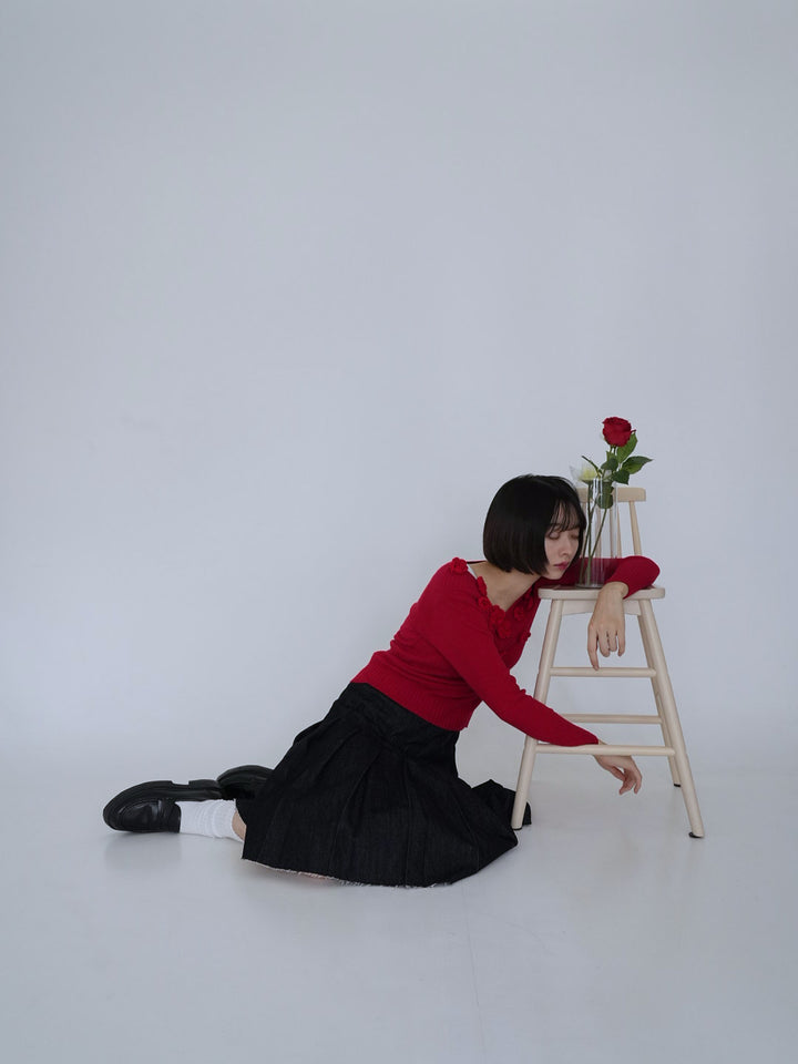 【 8月26日発送予定 】flower knit top