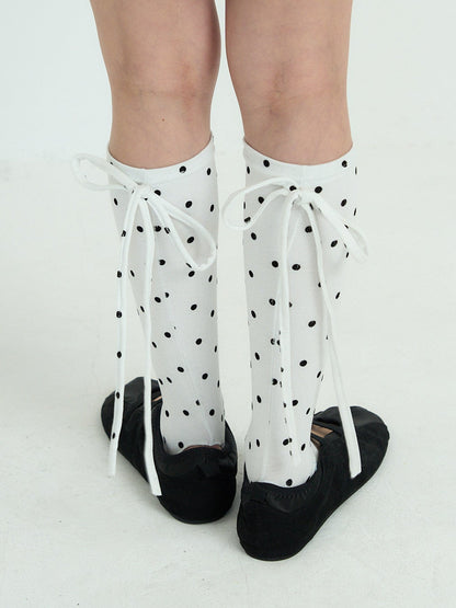 polka dot lace-up leg warmers