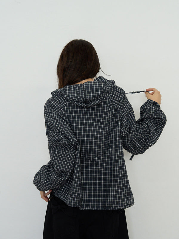 check hooded shirt