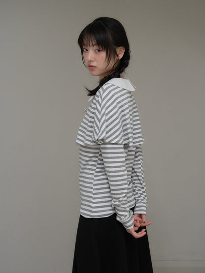 border doll collar cape sleeve top