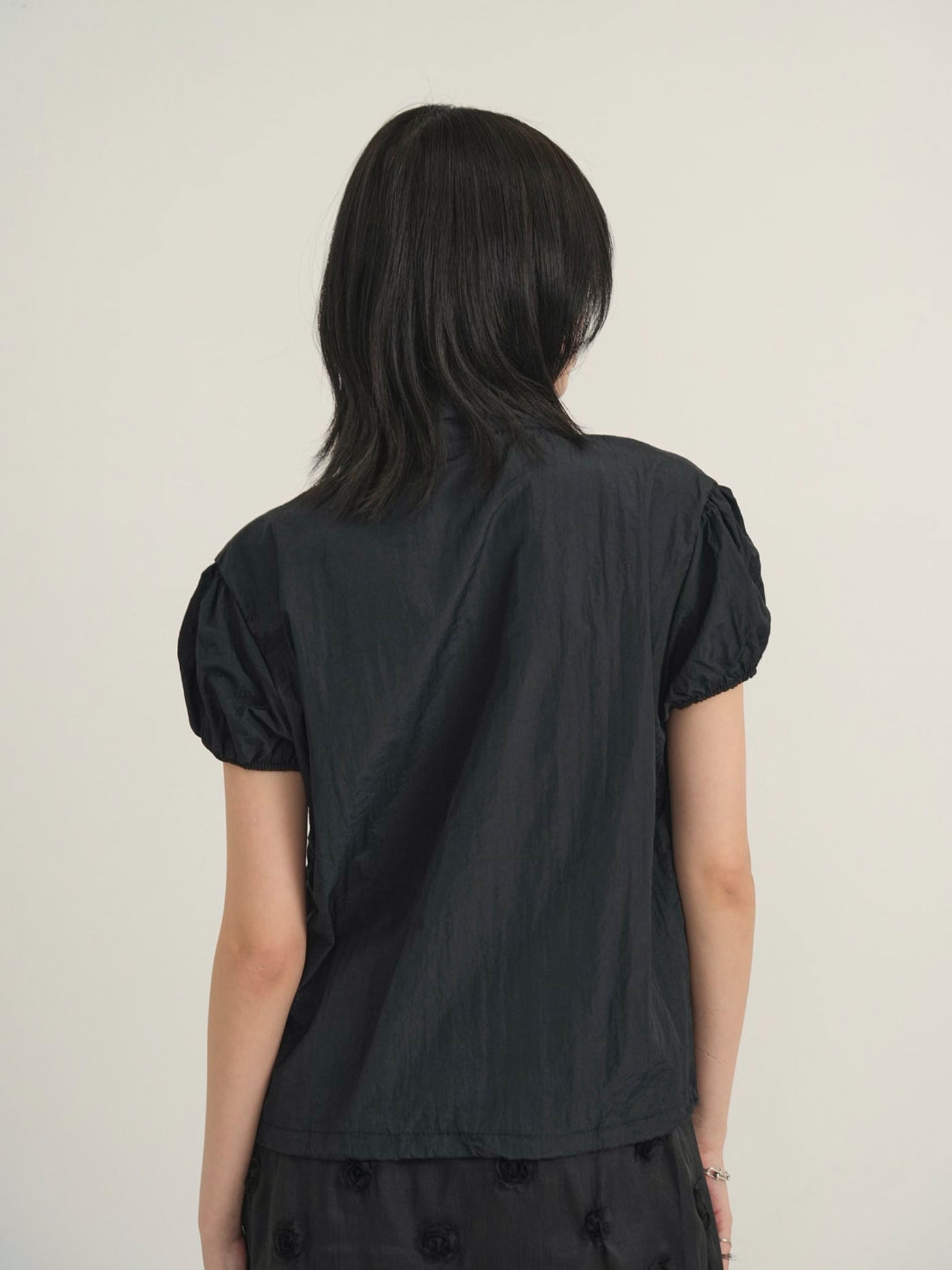 stand collar zip short jacket