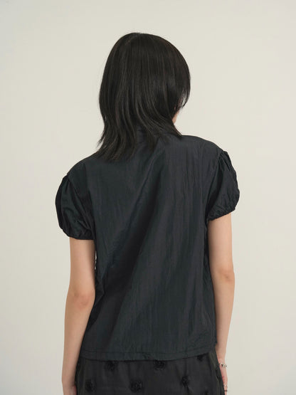 stand collar zip short jacket