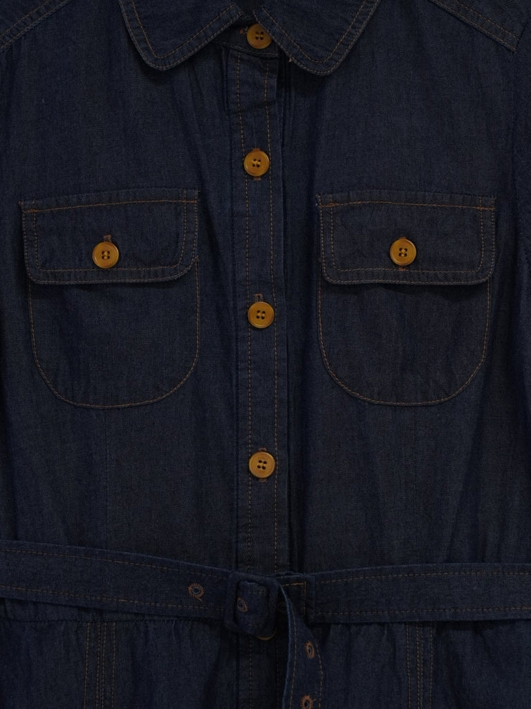 belted denim shirt dress