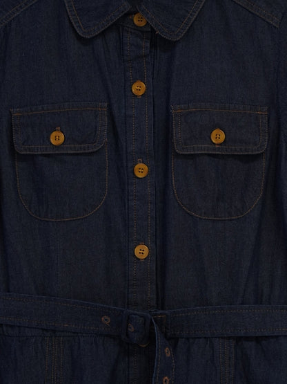 belted denim shirt dress