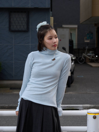 button high neck knit