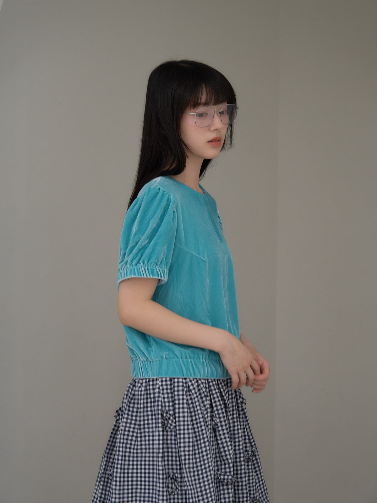 velour puff sleeve top