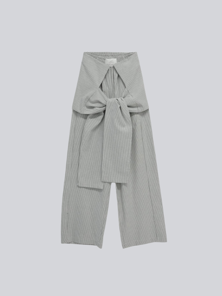 waist ribbon wide pants