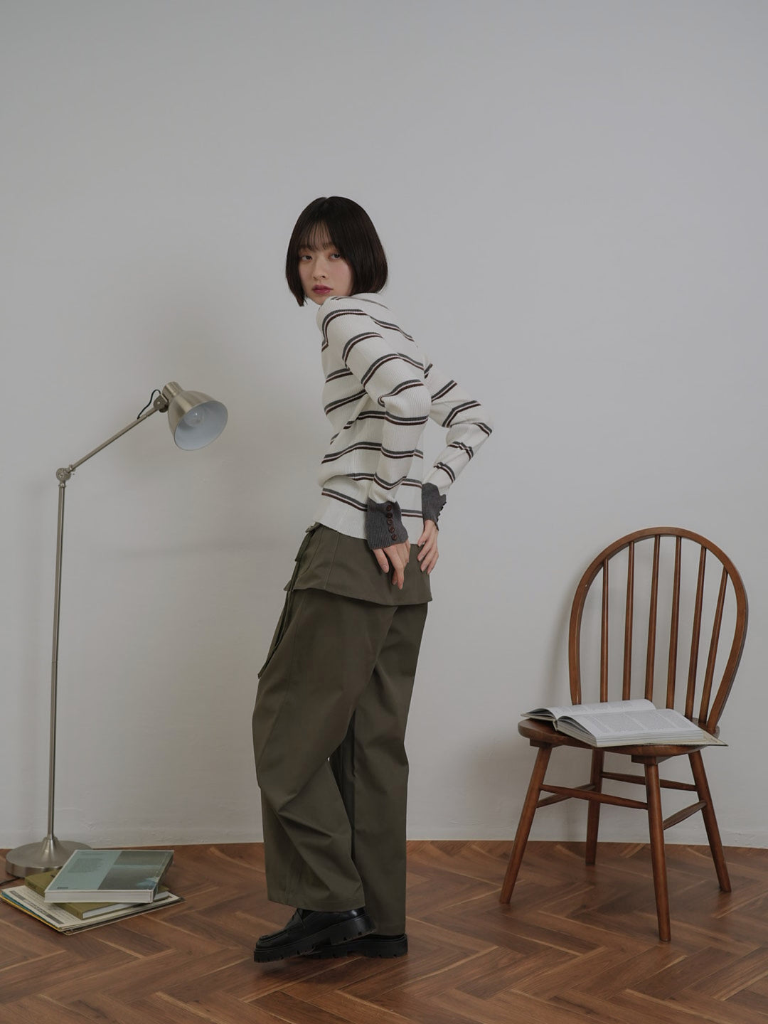 border rib knit  top