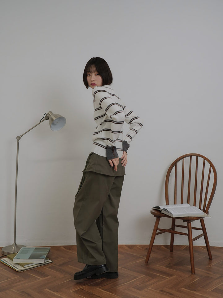 border rib knit  top