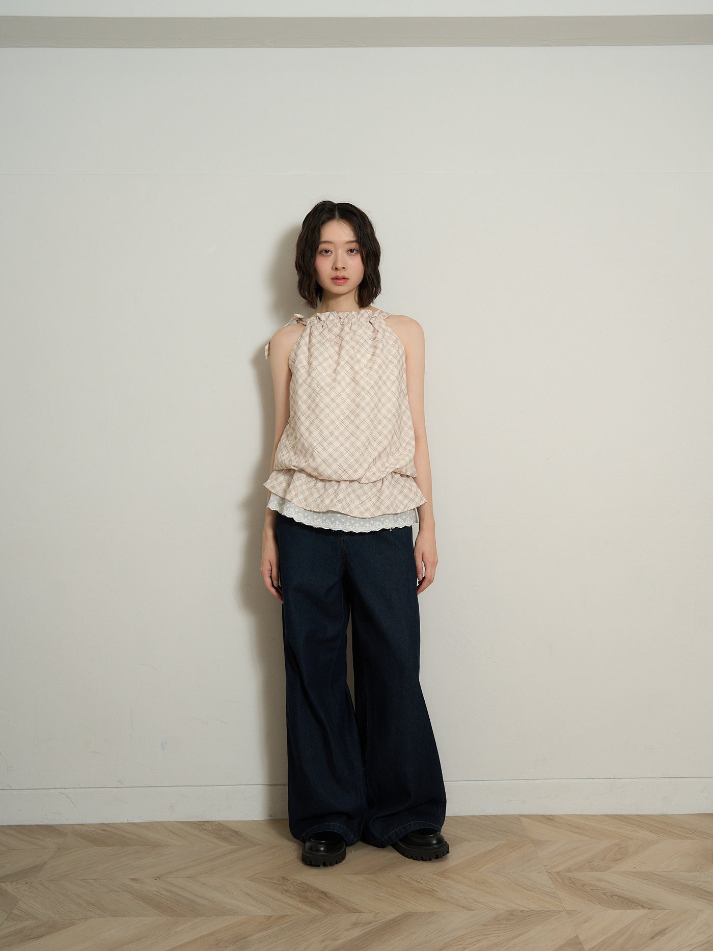 check lace cami