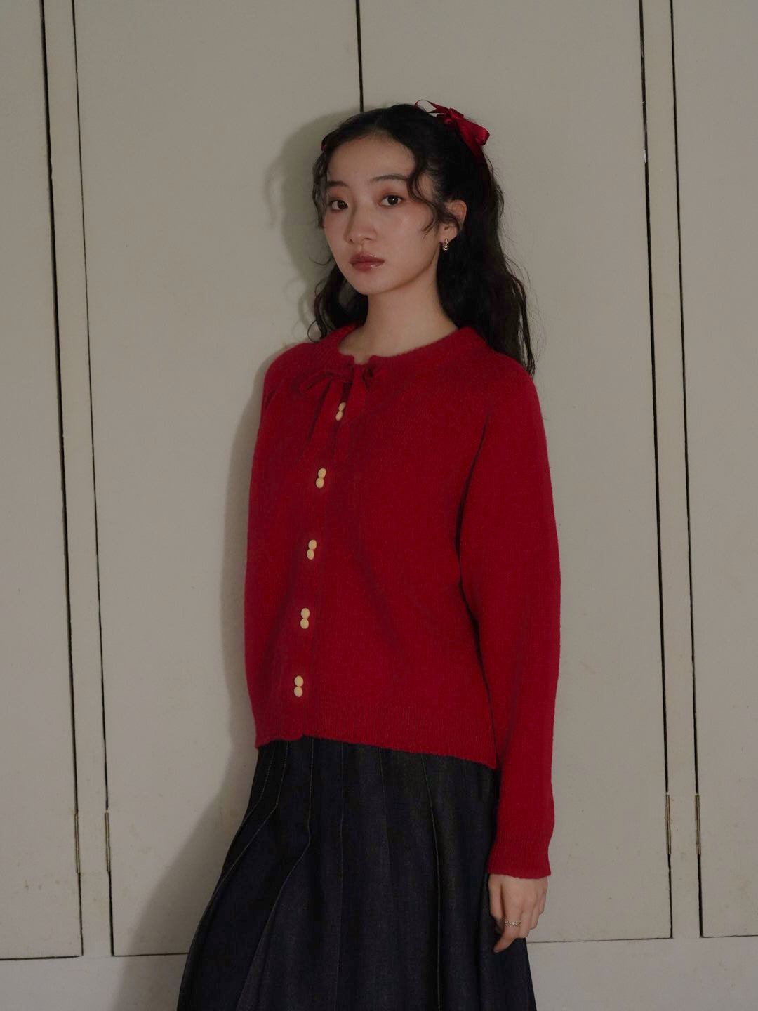 ribbon tie knit cardigan