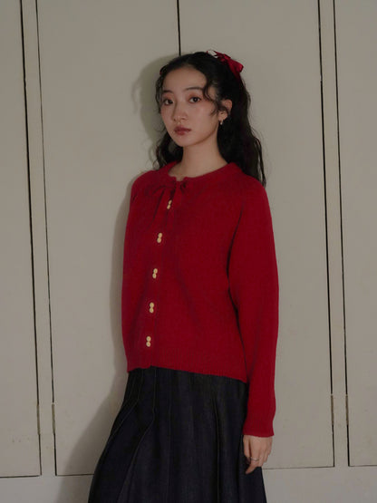 ribbon tie knit cardigan